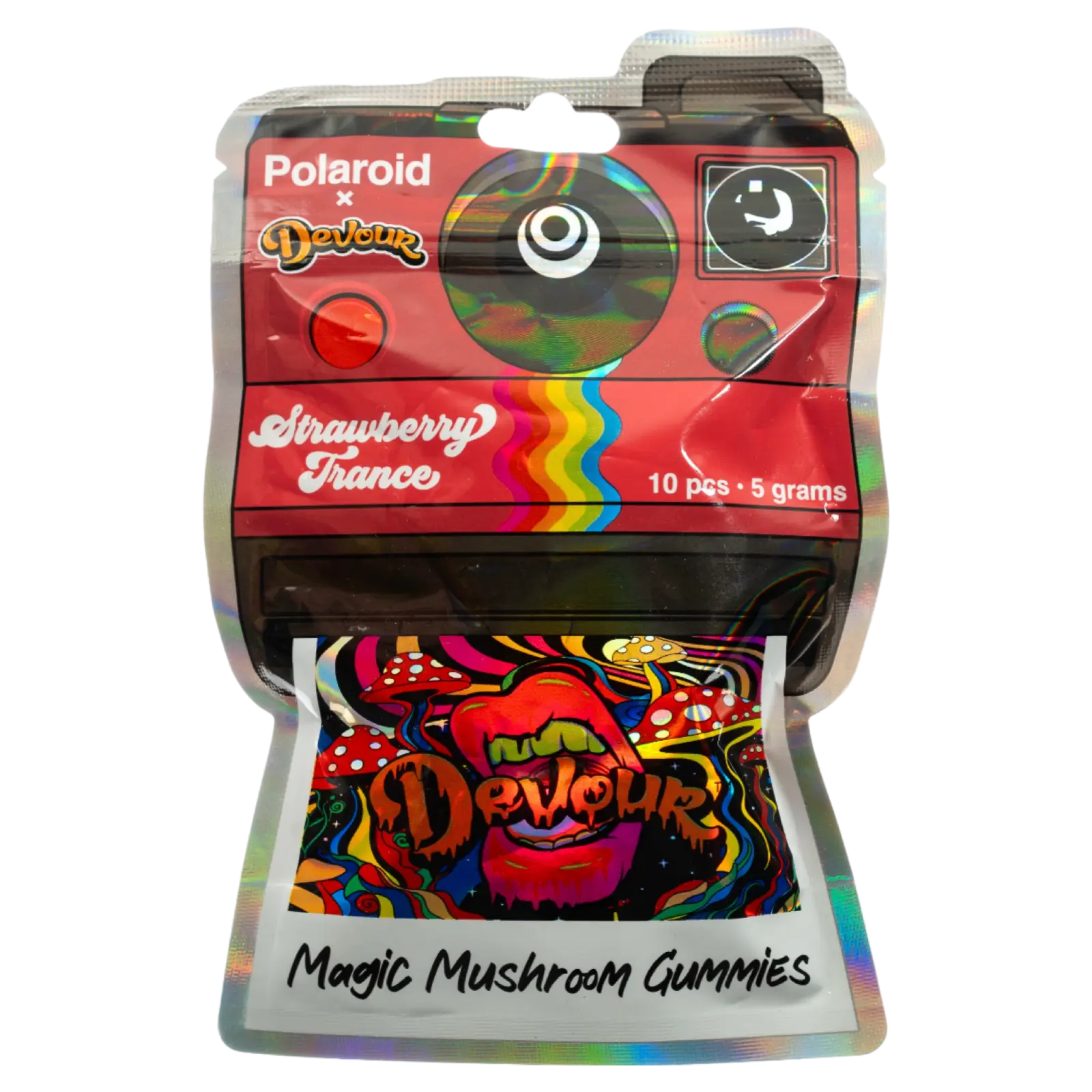 Polaroid x Devour Strawberry Trance 5g Magic Mushroom Gummies