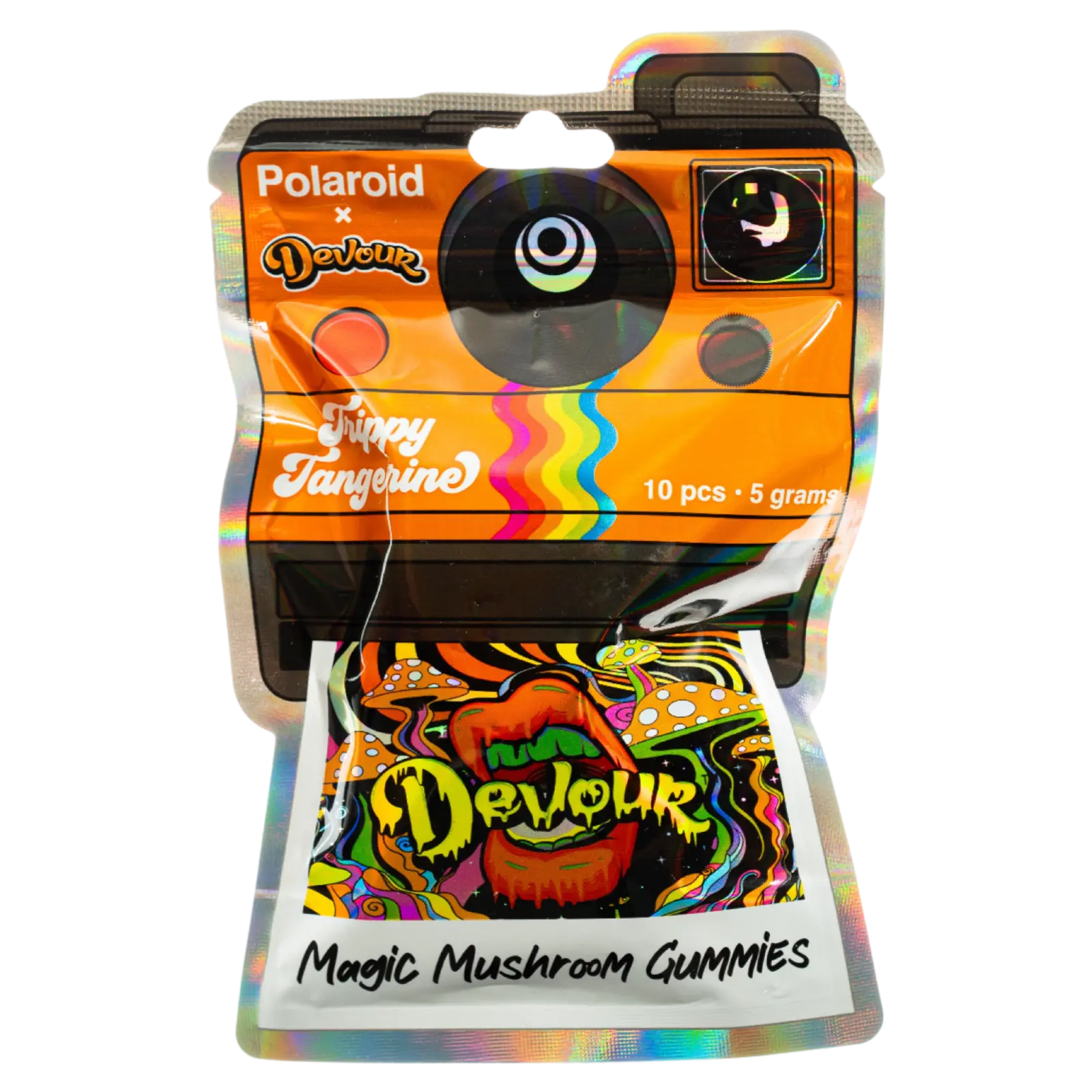 Polaroid x Devour Trippy Tangerine 5g Magic Mushroom Gummies Polaroid x Devour Trippy Tangerine 5g Magic Mushroom Gummies
