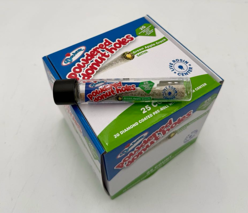Devour Powdered Donut Holes Pre Rolls Green Apple Crack 25 Pack